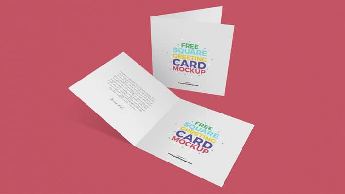 Free Square Greeting Cards Mockup