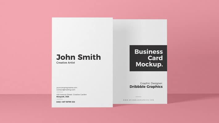Free Vertical Front View Business Card Mockup