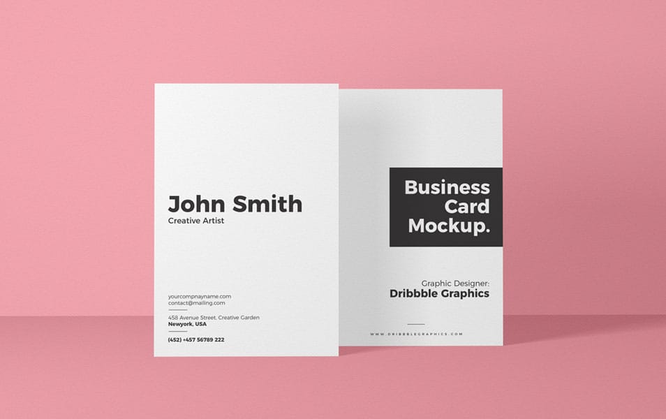 Free Vertical Front View Business Card Mockup