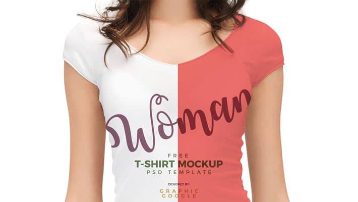 Free Woman With T-Shirt Mockup PSD Template