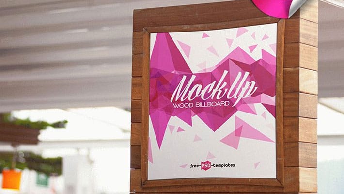Free Wood Billboard Mock-up in PSD