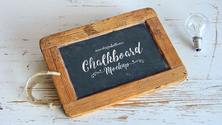 Free Wooden Frame Chalkboard Mockup PSD