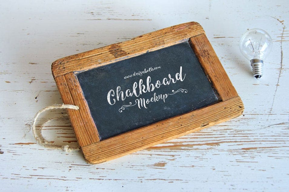 Free Wooden Frame Chalkboard Mockup PSD