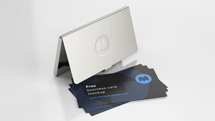 Free Business Card Holder Mockup