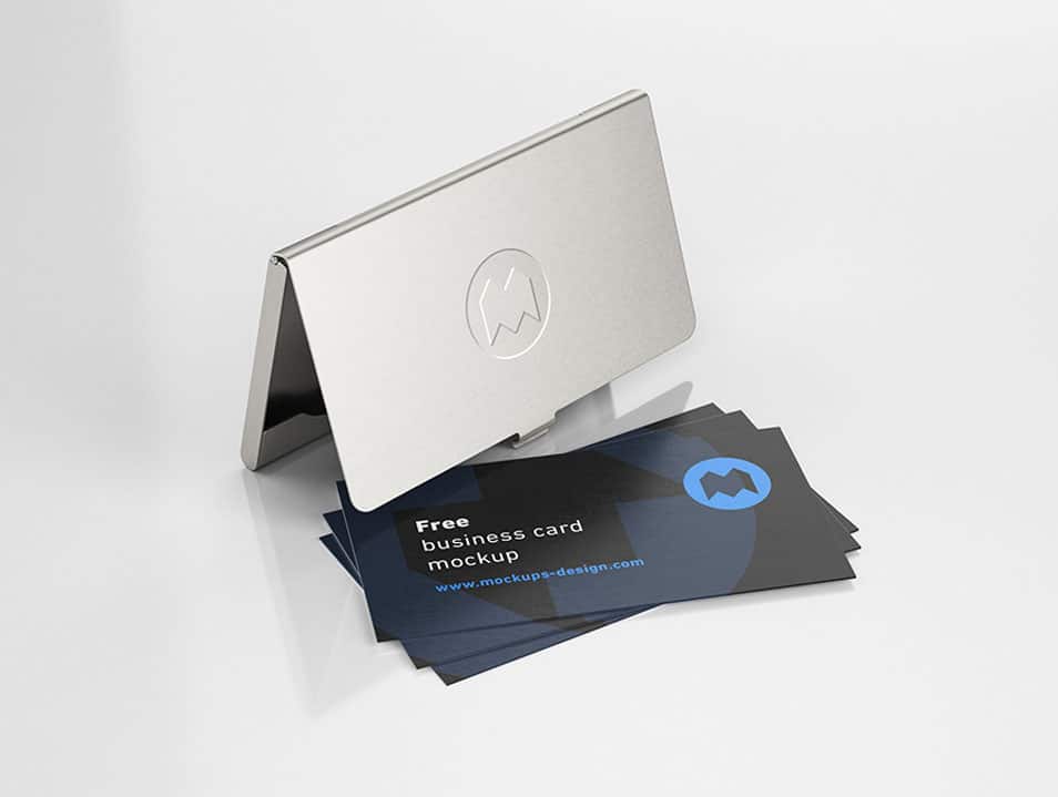 Free Business Card Holder Mockup