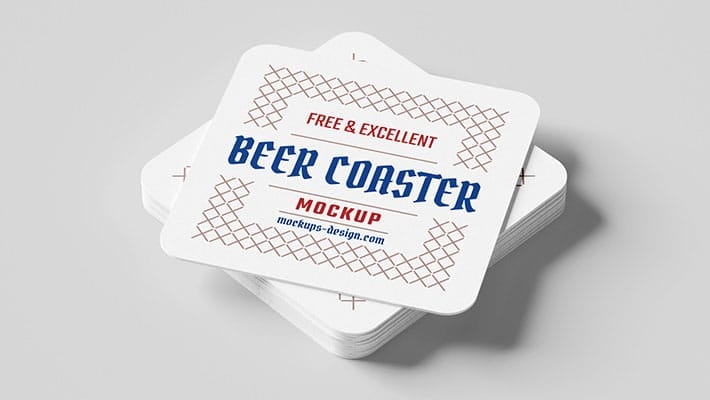 Free Square Beer Coaster Mockup