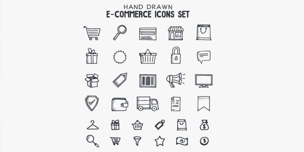 Latest Free E-commerce Icon Sets 44 Hand Drawn E-commerce Icons