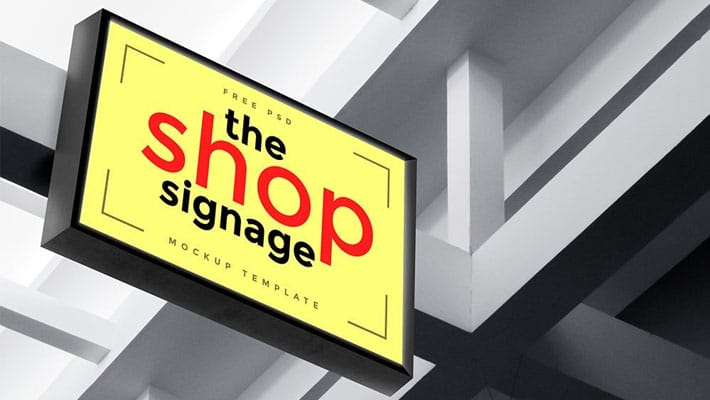 Outdoor Shop Signage Mockup PSD