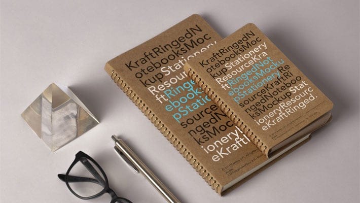 PSD Kraft Ringed Notebooks Mockup
