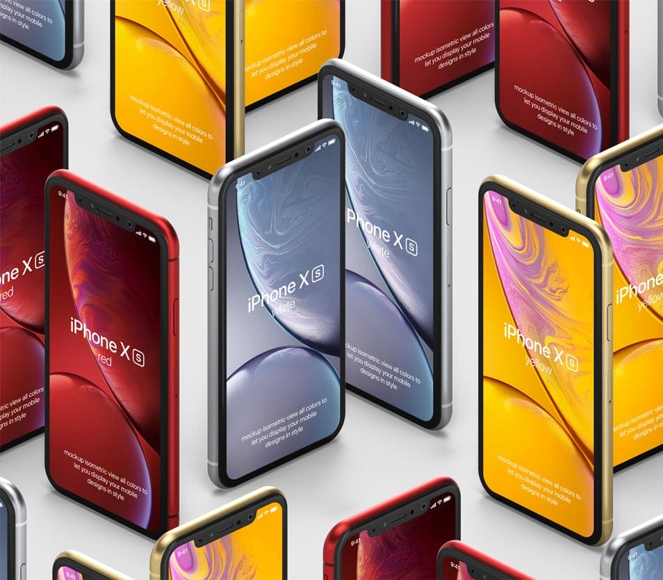 PSD iPhone XR Mockup Isometric