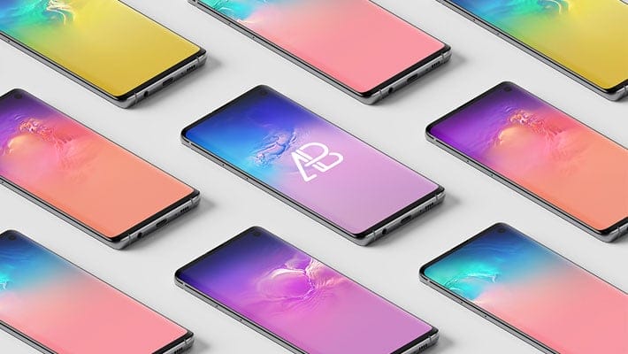 Samsung Galaxy S10 Isometric Mockup