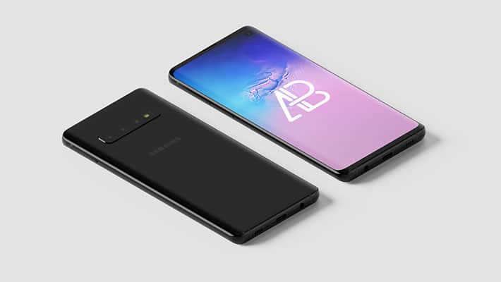 Samsung Galaxy S10 Isometric Mockup