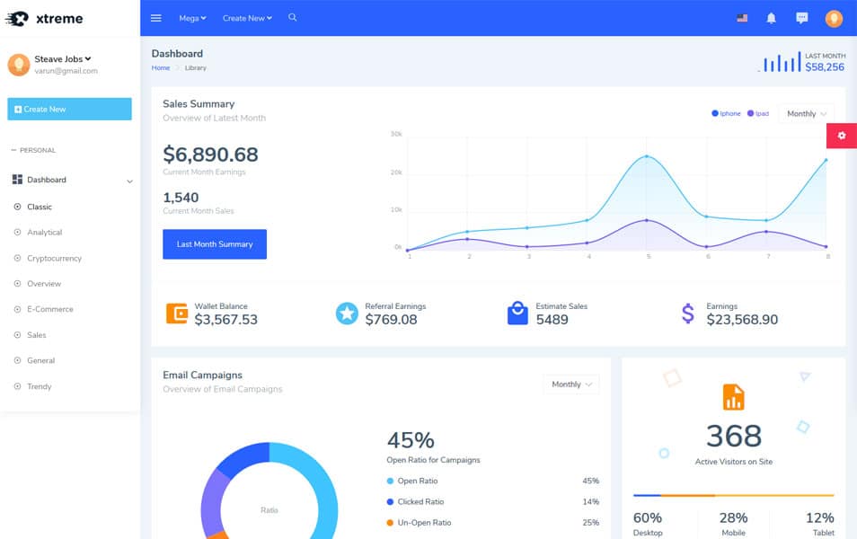 Xtreme Bootstrap 4 Admin Template