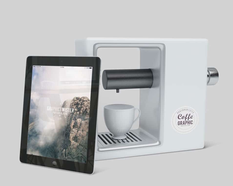 iPad and Coffee Maker Mockup
