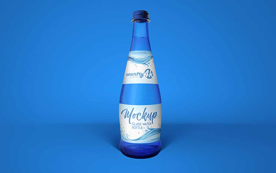 2 Free Glass Water Bottle PSD MockUps in 4k