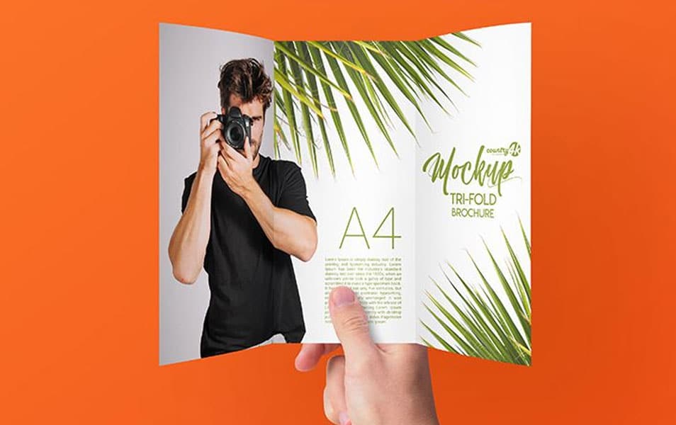 3 Free Tri-Fold Brochure PSD MockUps in 4k