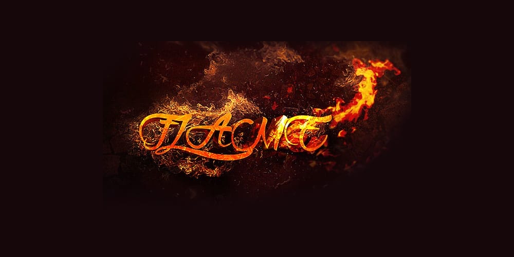 3D Text Surrounded by Flame