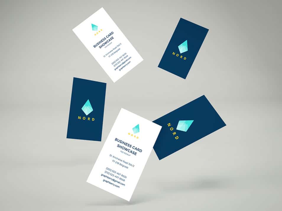 Falling Business Cards Mockup