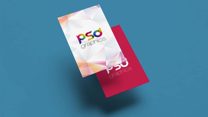 Floating Vertical Business Card Mockup PSD