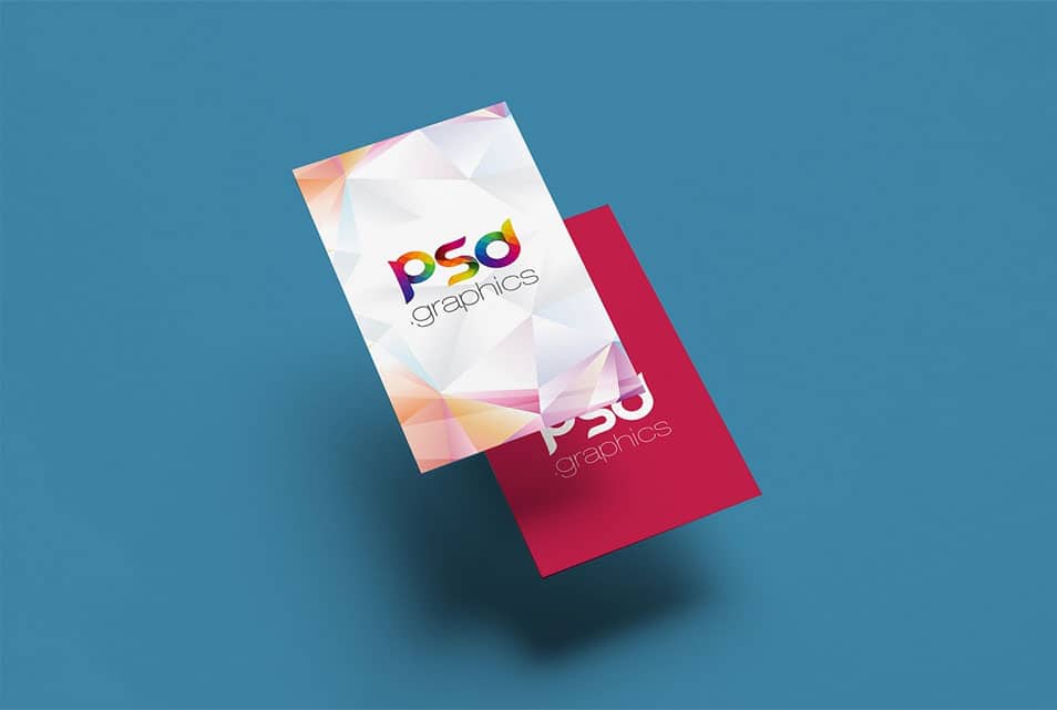 Floating Vertical Business Card Mockup PSD