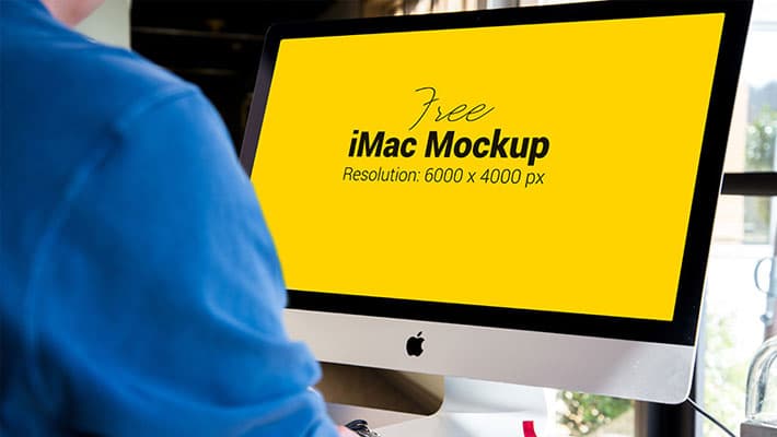 Free Apple iMac Photo Mockup PSD