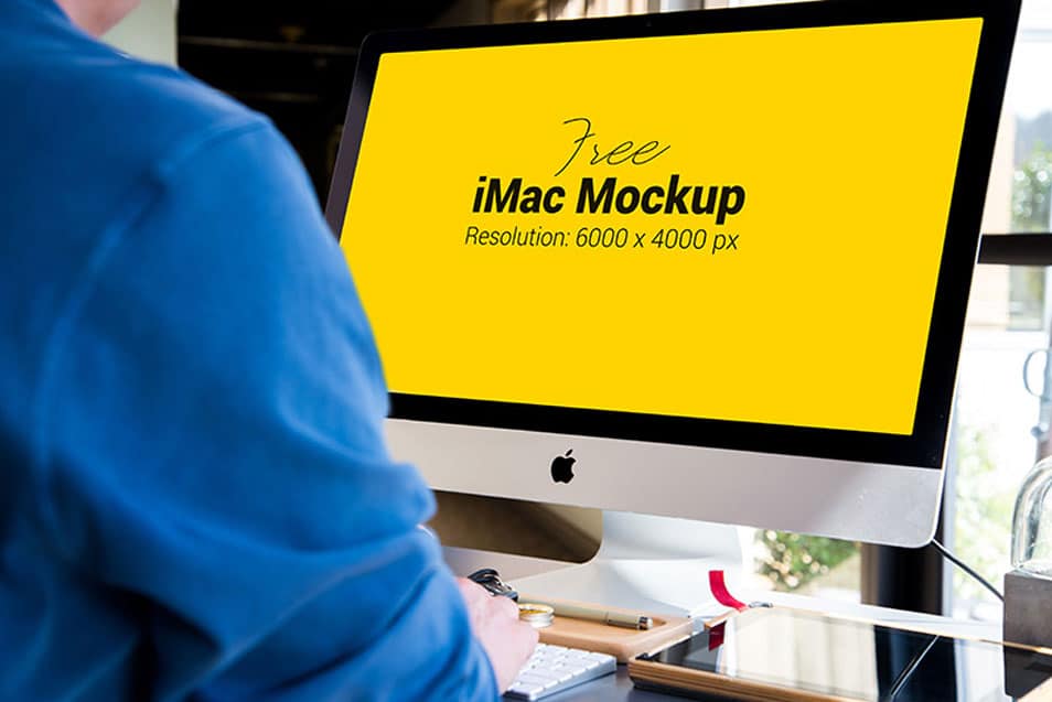 Free Apple iMac Photo Mockup PSD