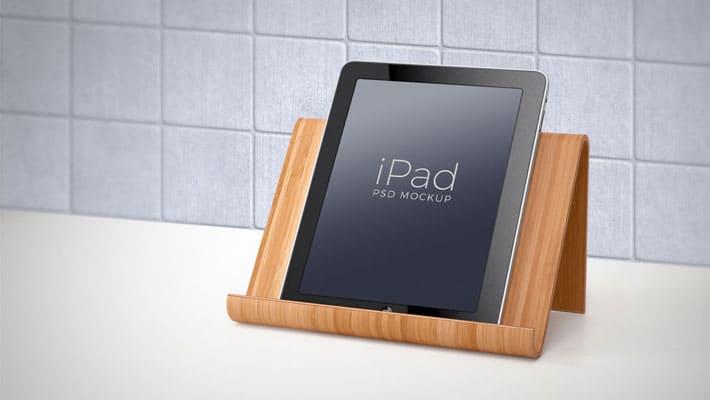 Free Apple iPad Vertical Photo Mockup PSD