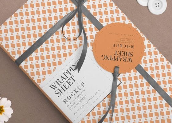 Free Attractive Wrapping Paper Mockup