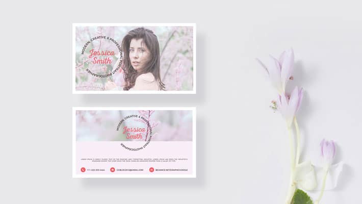 Free Blooming Business Card Mockup