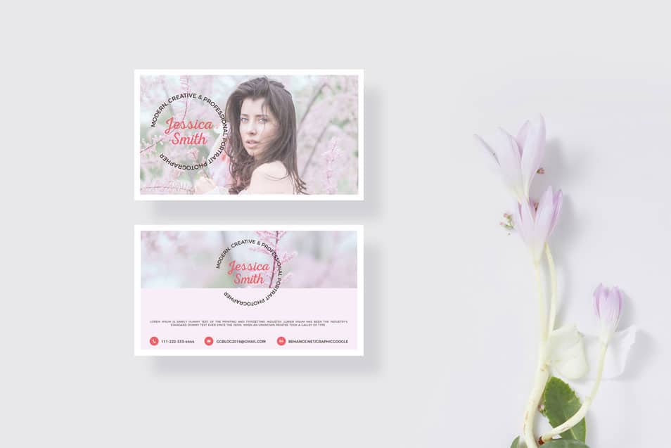 Free Blooming Business Card Mockup
