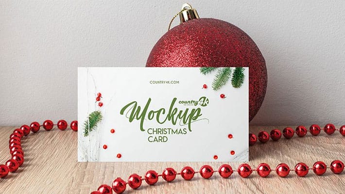 Free Christmas Card PSD MockUp in 4k