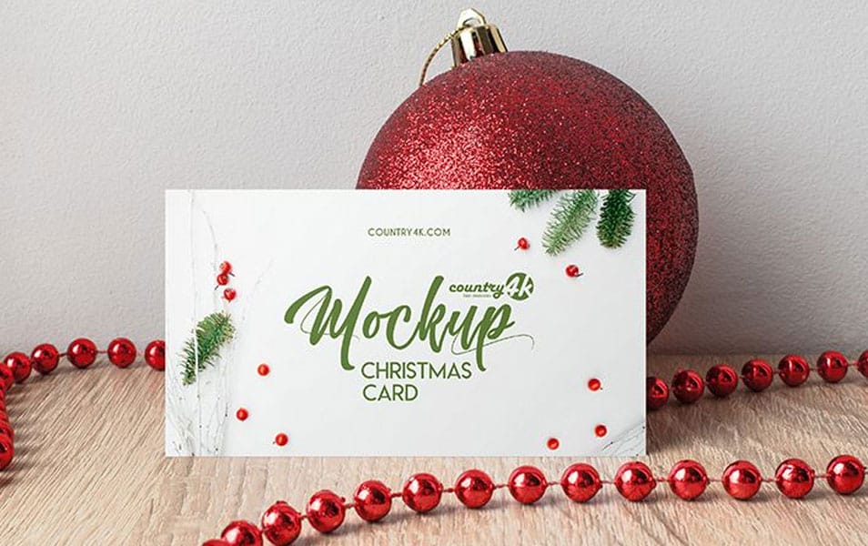 Free Christmas Card PSD MockUp in 4k