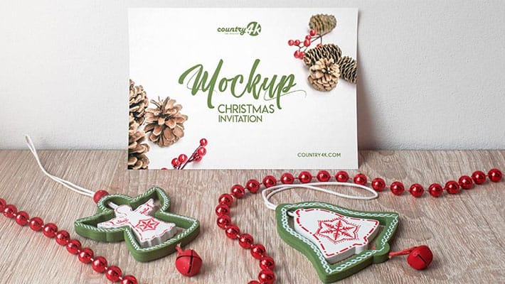 Free Christmas Invitation PSD MockUp in 4k