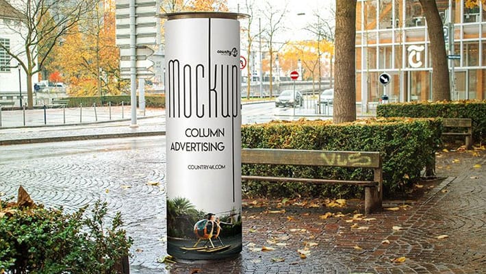 Free Column Advertising PSD MockUp in 4k