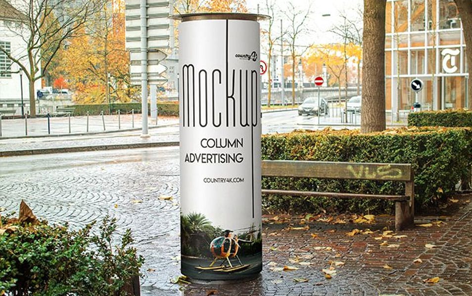 Free Column Advertising PSD MockUp in 4k