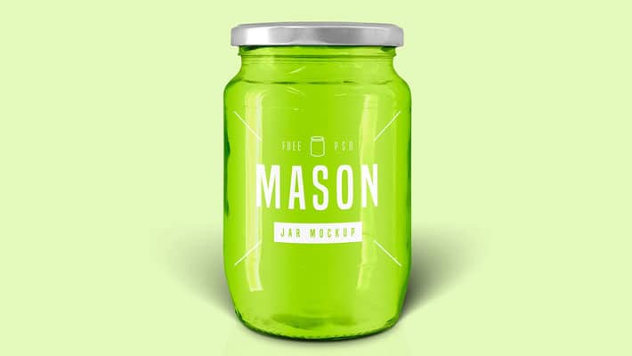 Free Glass Mason Jar Mockup
