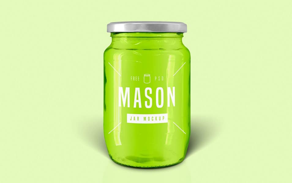 Free Glass Mason Jar Mockup