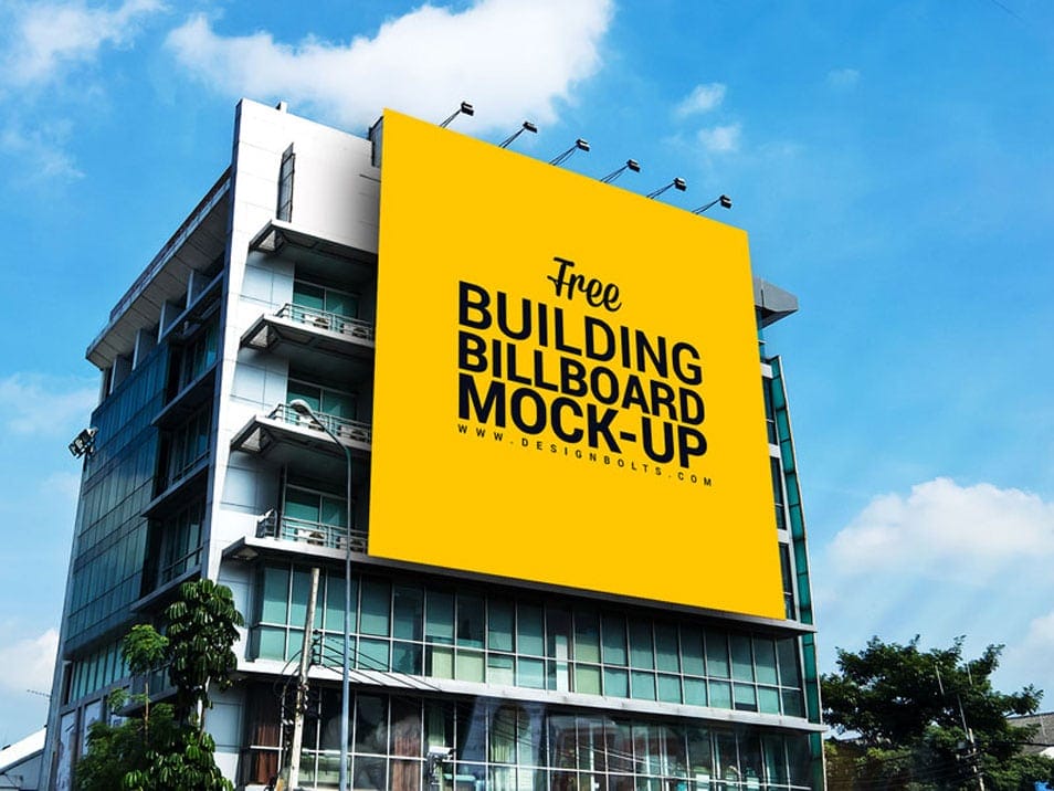 Free Outdoor Advertisement Building Billboard Mockup PSD