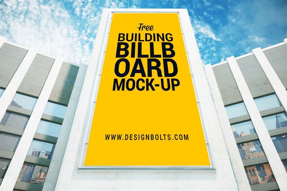 Free Outdoor Advertising Building Billboard Mockup PSD