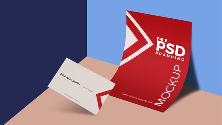 Free PSD Business Card & Paper Branding Mockup