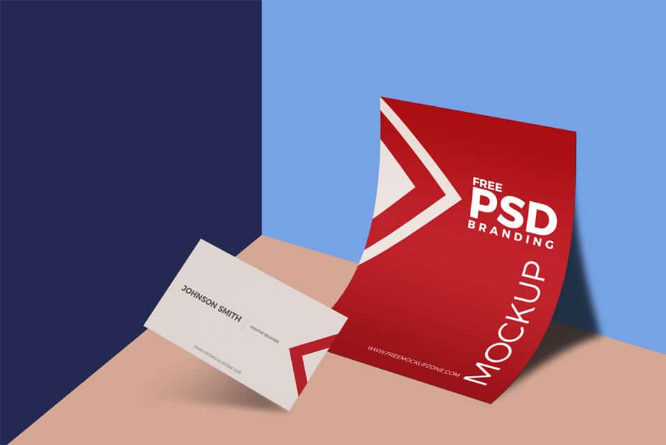 Free PSD Business Card & Paper Branding Mockup