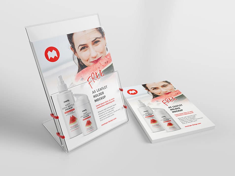 Free Transparent A5 Leaflet Holder Mockup