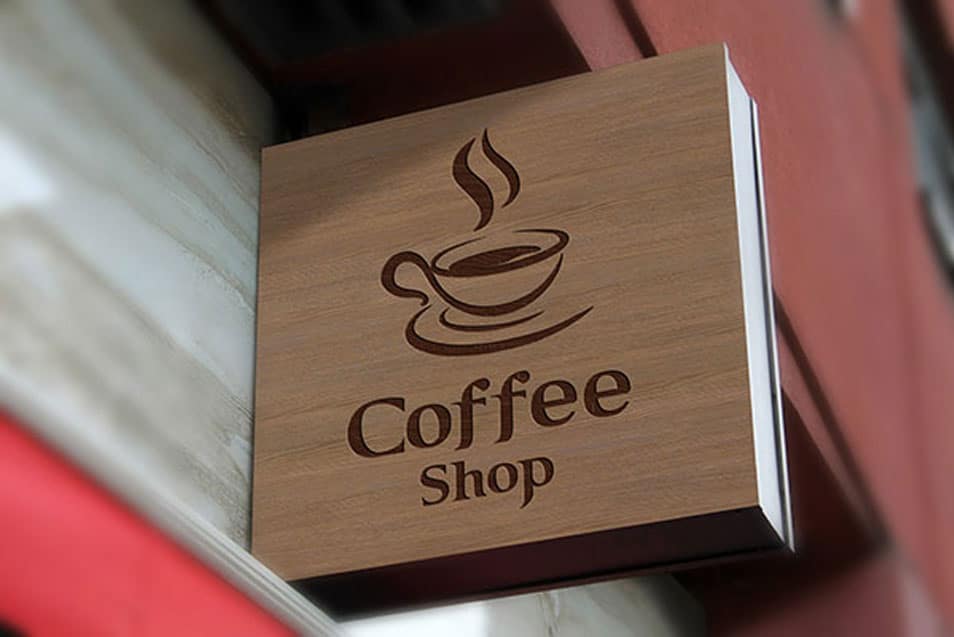 Free Wall Mounted Shop Sign Board Mockup PSD