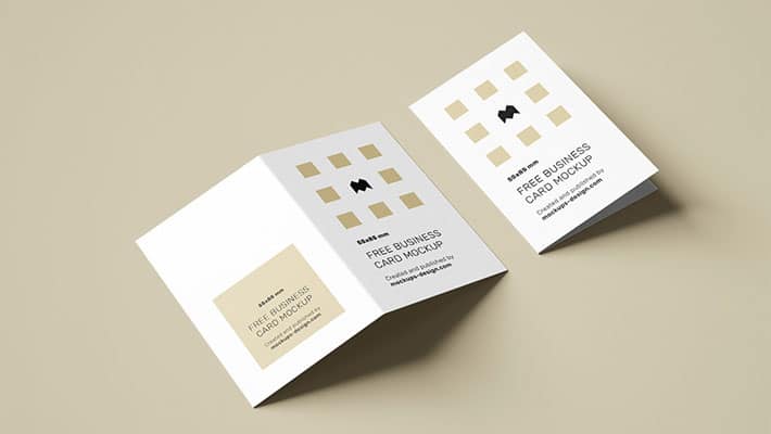 Free Folded Business Cards Mockup