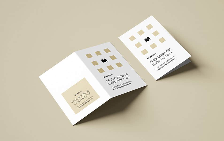 Free Folded Business Cards Mockup