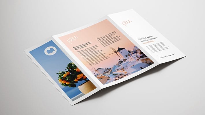 Free Single Gate Fold Brochure Mockup
