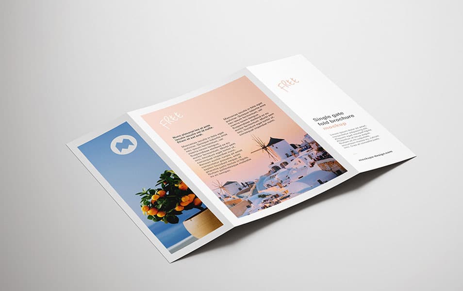 Free Single Gate Fold Brochure Mockup