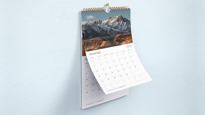 Free Wall Calendar Mockup