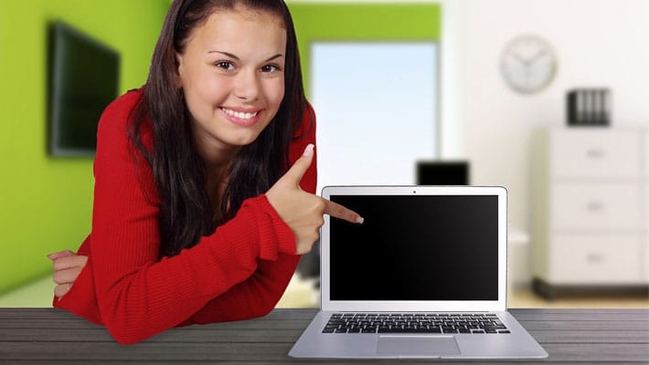 Girl With Laptop FREE MOCKUP