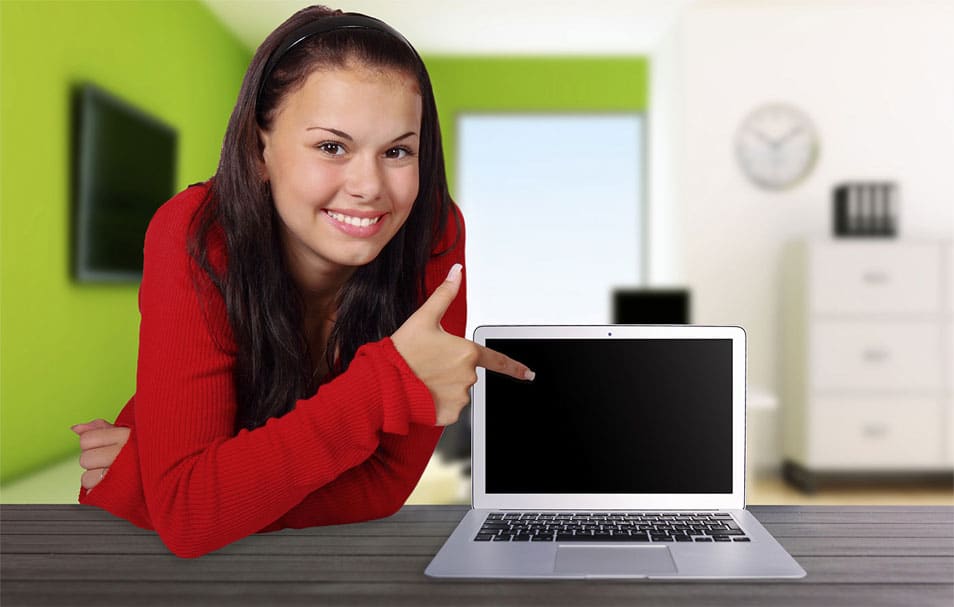 Girl With Laptop FREE MOCKUP